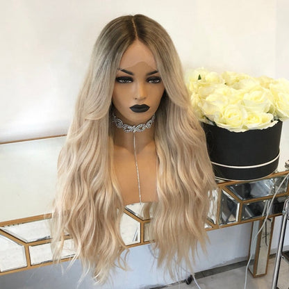 Custom Full Lace European Blonde Ombre Wavy Human Hair Wig