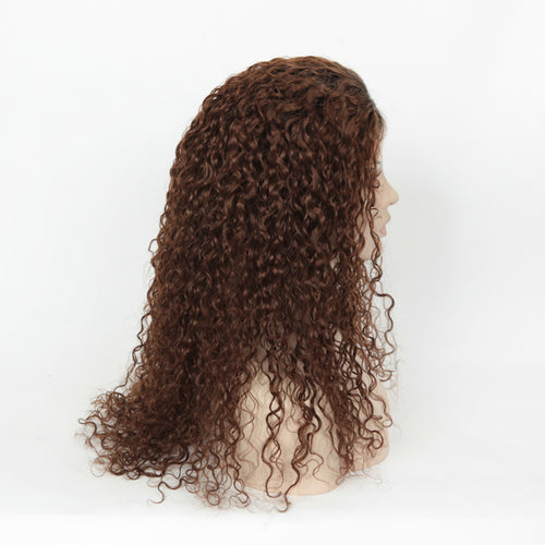 Custom Glueless Brazilian Natural Color Ombre Curly Human Hair Wig