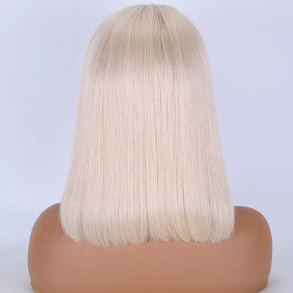 Stock HD Lace Front European Slavic Ash Blonde Straight Bobo Style Human Hair Wigs