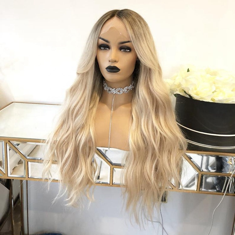 Custom Full Lace European Blonde Ombre Wavy Human Hair Wig