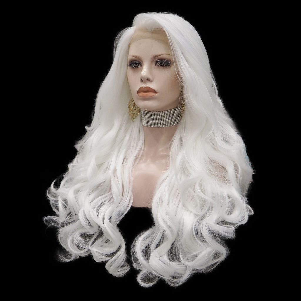 Lace Front Celebrity Synthetic White Heat Resistant Wavy/Straight Hair Wigs