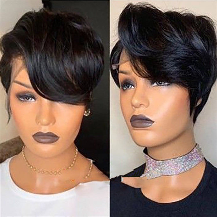 Stock Lace Front Brazilian Black/Blonde Wavy Human Hairt Pixie Wig