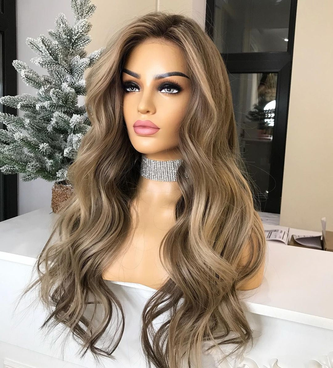 Custom Lace Front European Brown Ombre HL Body Wave Human Hair Wig