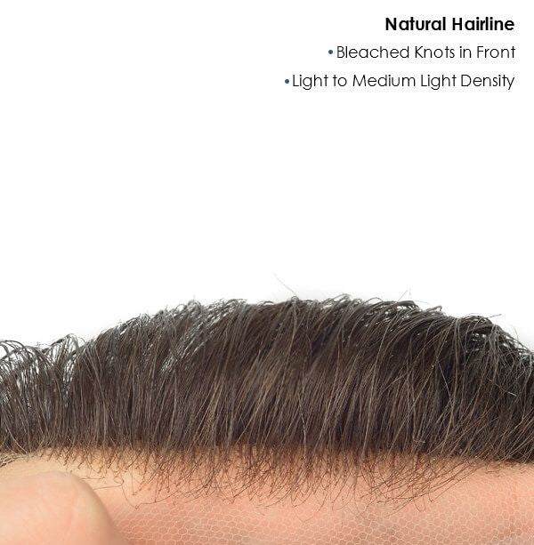 Men's Natural Color Thin Skin Hair System with French Lace Front