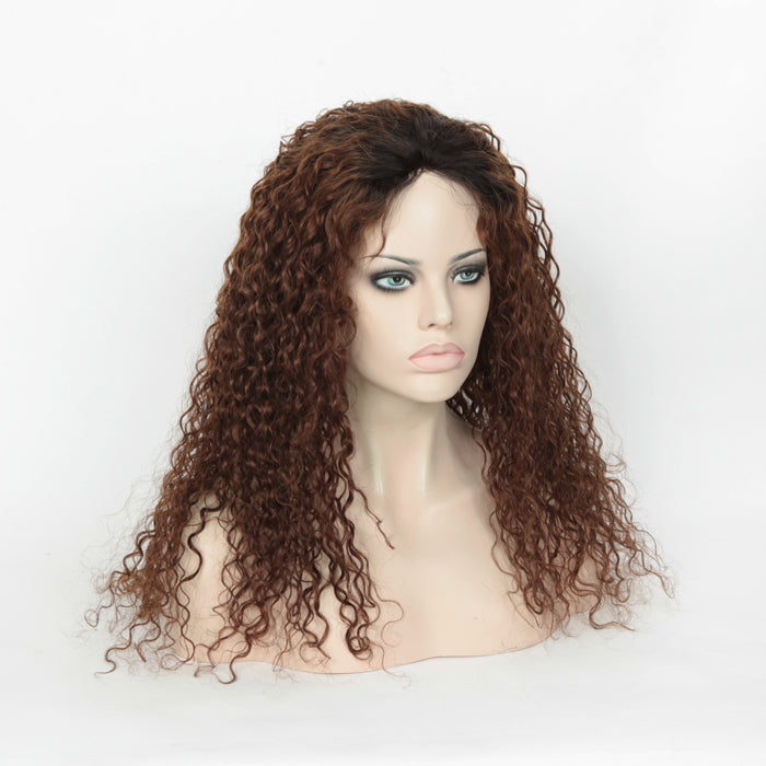 Custom Glueless Brazilian Natural Color Ombre Curly Human Hair Wig