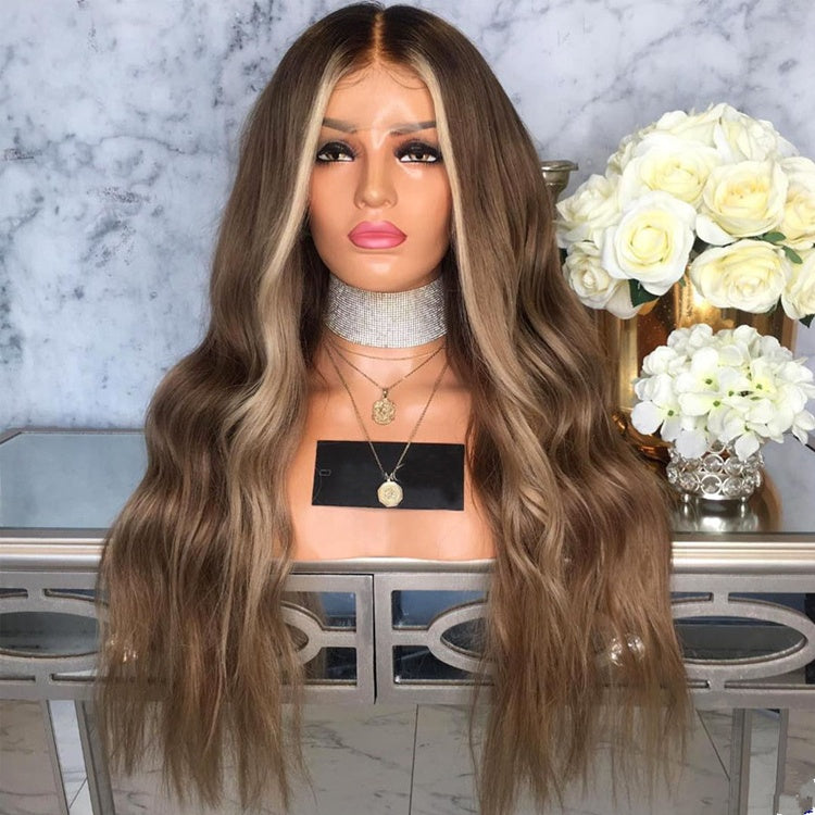 Custom Lace Front European Brown Balayage Wavy Human Hair Wig