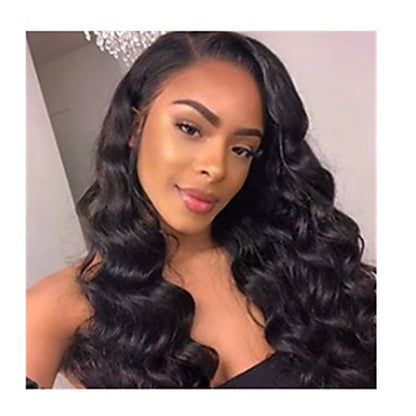 Stock HD Lace Front Brazilian Natural Black Body Wave Human Hair Wigs