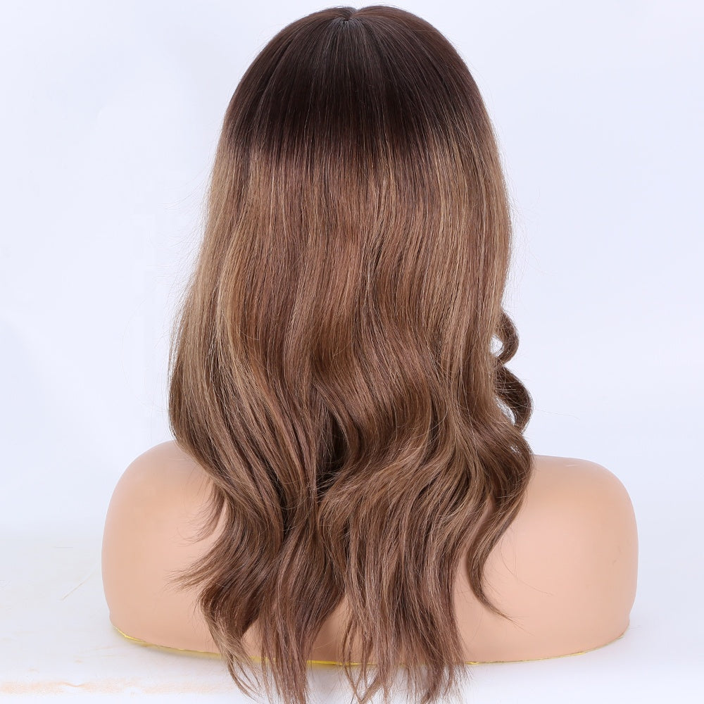 Custom European Brown Ombre HL Straight Human Hair Silk Top Jewish Wig
