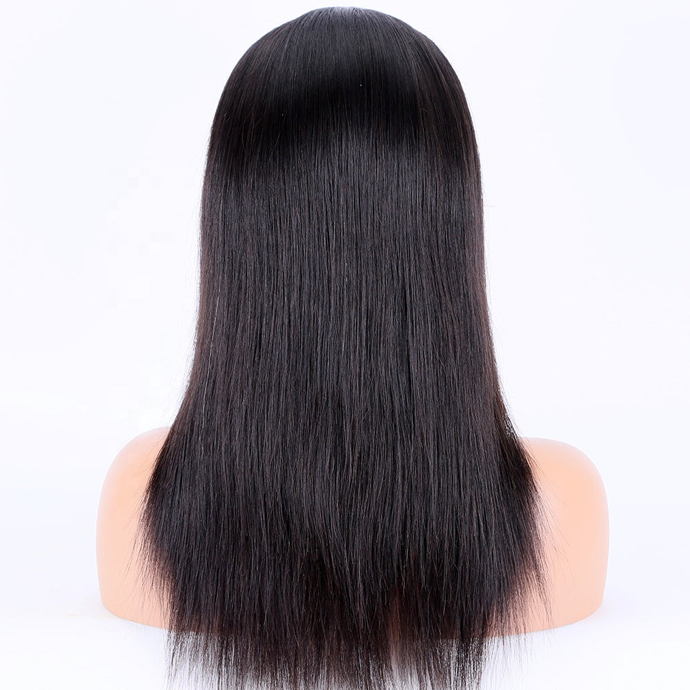 Stock 5 "HD Lace Front European Remy Natural Black Body Wave Straight Single Knots Human Hair Perücken 14"-24" 150% Dichte