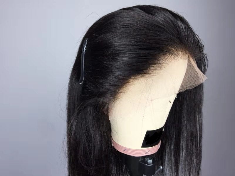 Stock Lace Front Brazilian Black Straight Pixie Bob Human Hair Wigs