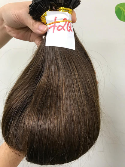 Benutzerdefinierte Prebond Keratin Fusion russische doppelt gezeichnete Echthaarverlängerungen 12-30" 100g