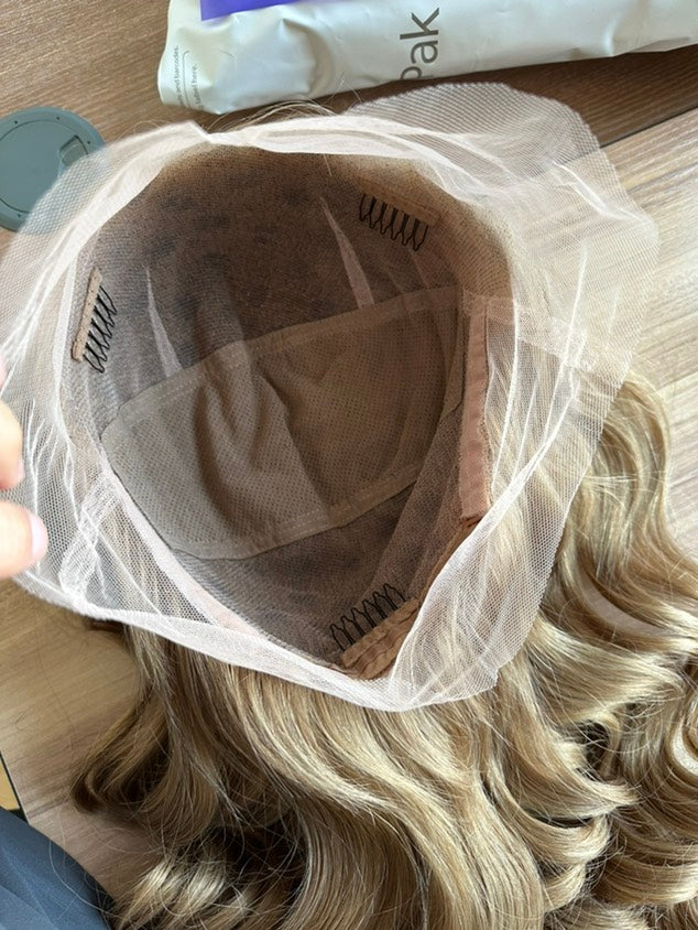 Custom Full HD Lace Glueless Brazilian Rooted Brown Blend with HL Wavy Wig