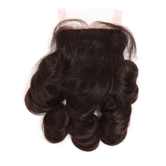 Stock Silk Top Indian Remy Natural Color Big Loose Curl Human Hair Closures 10" 120% Density