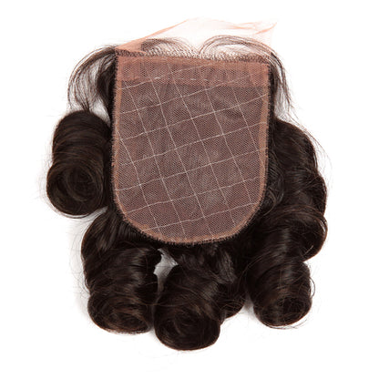 Stock Silk Top Indian Remy Natural Color Big Loose Curl Human Hair Closures 10" 120% Density