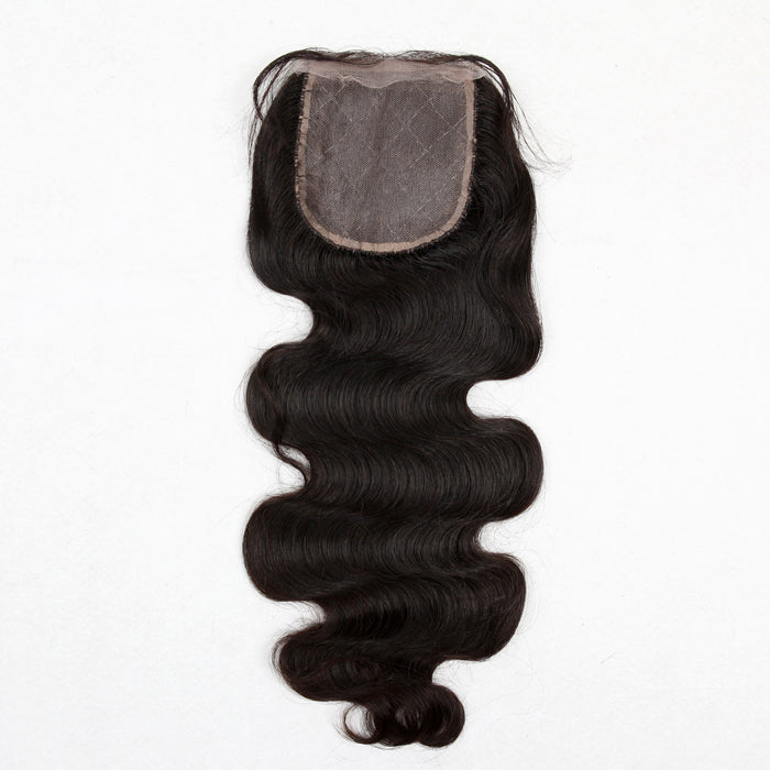 Stock Silk Top Brazilian Virgin Natural Color Body Wave Human Hair Closures 16-18" 120% Density