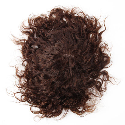 Stock Swiss Lace Brazilian Medium Brown Curly Human Hair Closure 6" with PU 130% Density