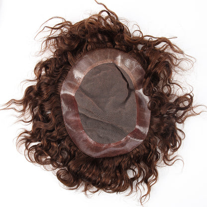 Stock Swiss Lace Brazilian Medium Brown Curly Human Hair Closure 6" with PU 130% Density