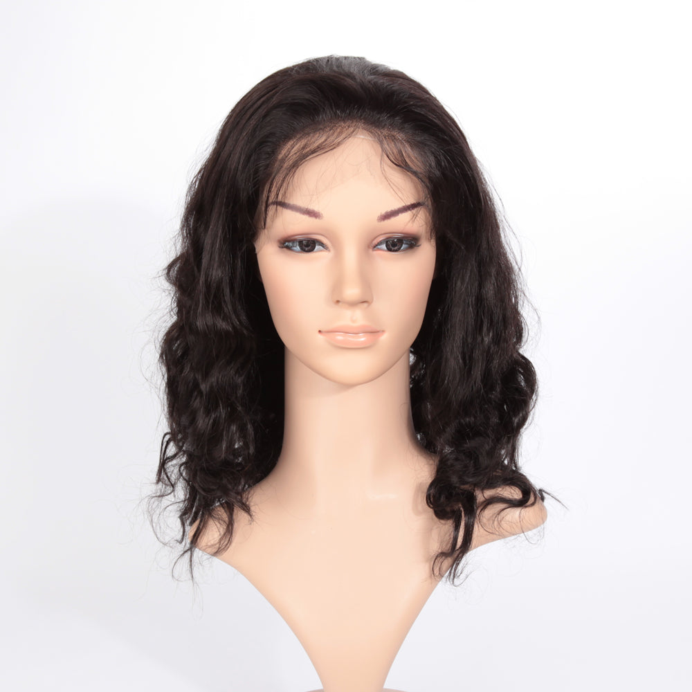 Stock Full Lace Indian Remy Off Black Body Wave Human Hair Wig