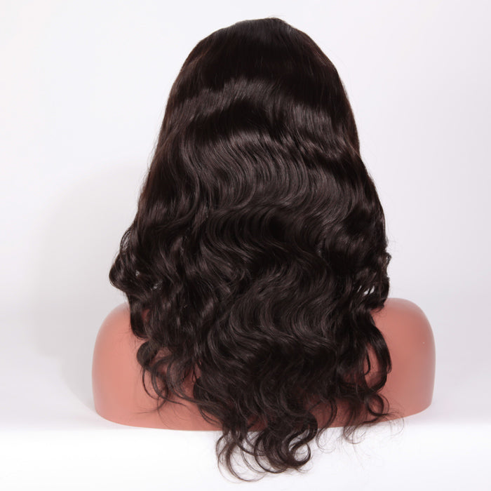 Stock Full Lace Indian Remy Dark Brown Body Wave Human Hair Wig