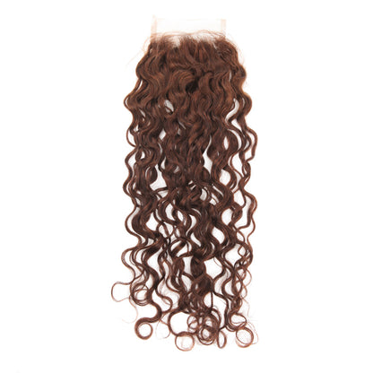 Stock Full lace Indian Remy #4 Natural Curly Human Hair Closure 18" 120% Density