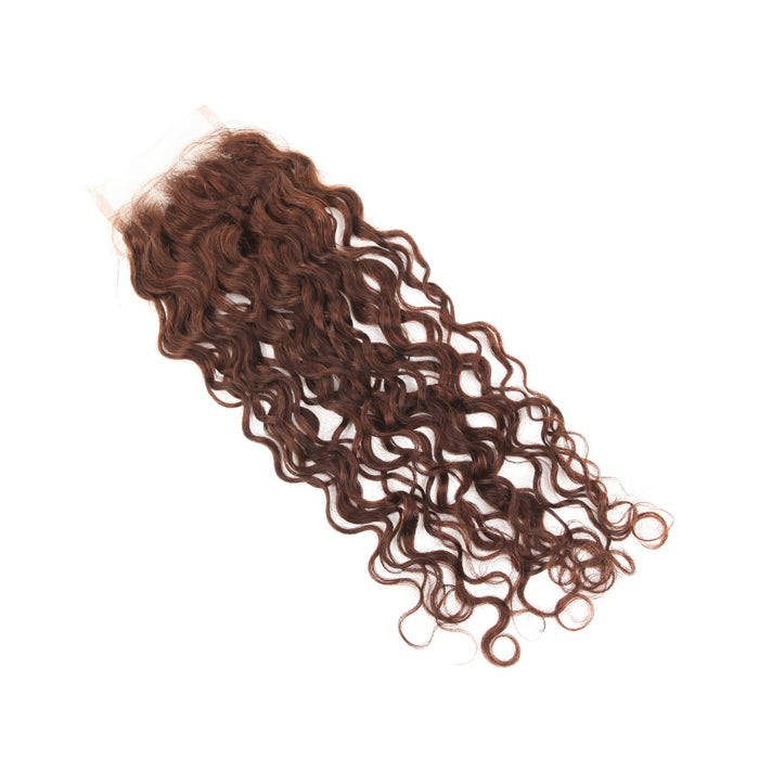 Stock Full lace Indian Remy #4 Natural Curly Human Hair Closure 18" 120% Density