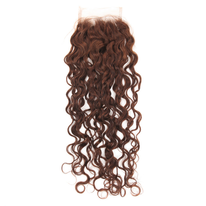 Stock Full lace Indian Remy #4 Natural Curly Human Hair Closure 18" 120% Density