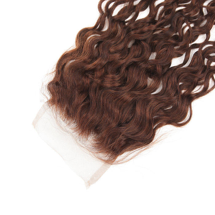 Stock Full lace Indian Remy #4 Natural Curly Human Hair Closure 18" 120% Density