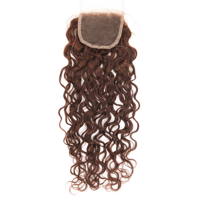 Stock Full lace Indian Remy #4 Natural Curly Human Hair Closure 18" 120% Density