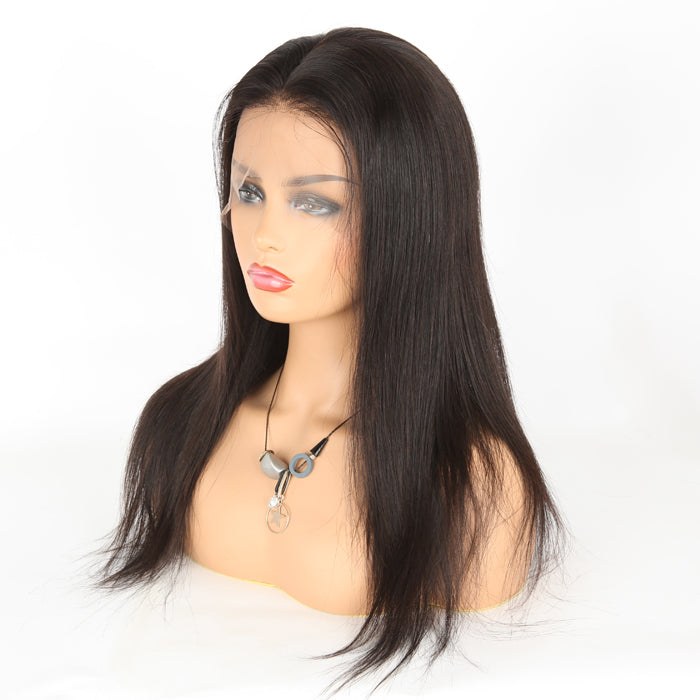 Stock Full Lace Brazilian Natural Color Straight Human Hair Wigs