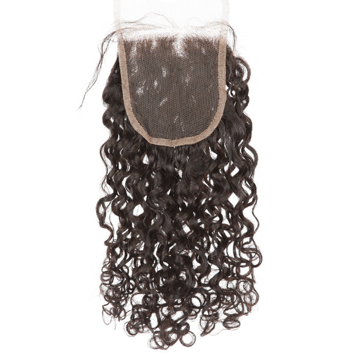 Stock Full lace Indian Remy Natural Color Loose Pixie Curl Human Hair Closures