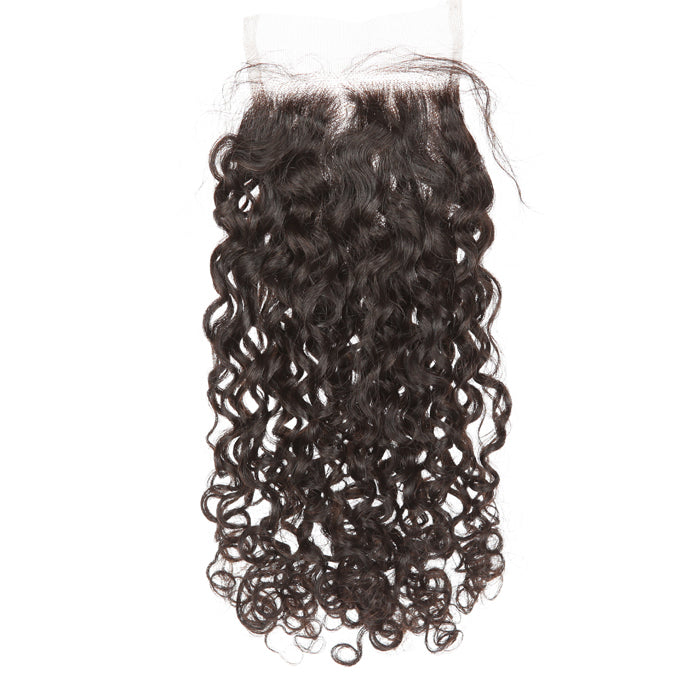 Stock Full lace Indian Remy Natural Color Loose Pixie Curl Human Hair Closures