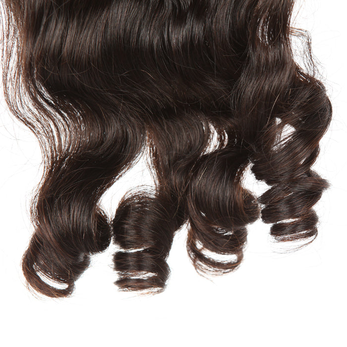 Stock Full lace Indian Remy Natural Color Big Curl Human Hair Closure 16" 120% Density