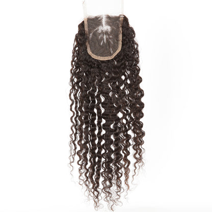 Stock Full lace Indian Remy Natural Color Tight Curl Human Hair Closure 18" 120% Density