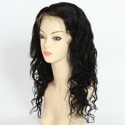 Stock Full Lace Indian Remy Jet Black Very Wavy 25mm Human Hair Wig