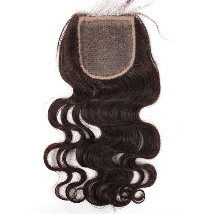 Stock Silk Top Indian Remy Natural Color Body Wave Human Hair Closure 16" 120% Density