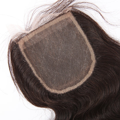 Stock Silk Top Indian Remy Natural Color Body Wave Human Hair Closure 16" 120% Density