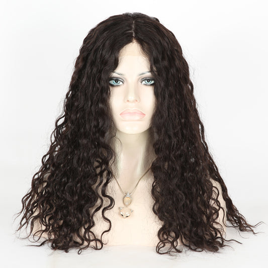 Stock Silk Top European Natural Color 25 mm Wavy Human Hair Jewish Wig