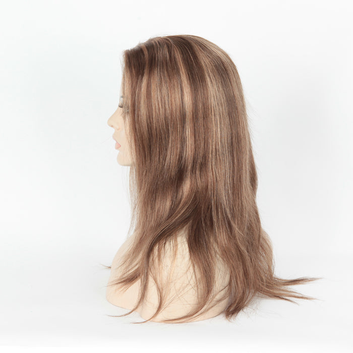 Stock Glueless European #3/9 Jevnt blandet rett menneskehår parykk 14" Silketopp 4,5" x 4,5" 130 % tetthet