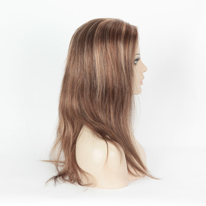 Stock Glueless European #3/9 Jevnt blandet rett menneskehår parykk 14" Silketopp 4,5" x 4,5" 130 % tetthet