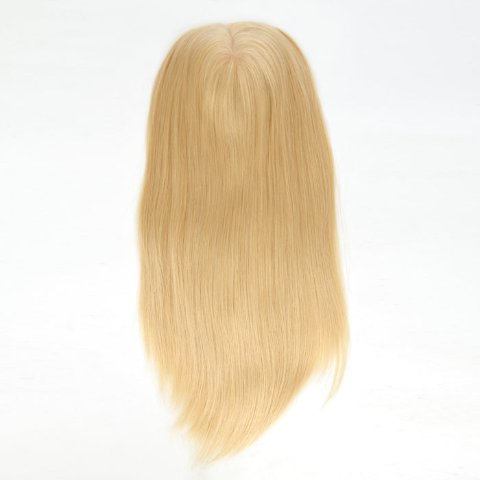 Stock European Champagne Blonde Straight Double Drawn Human Hair Topper