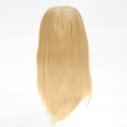 Stock European Champagne Blonde Straight Double Drawn Human Hair Topper