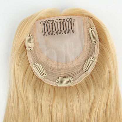 Stock European Champagne Blonde Straight Double Drawn Human Hair Topper