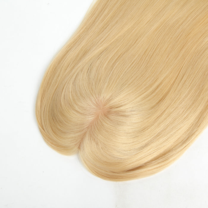 Stock European Champagne Blonde Straight Double Drawn Human Hair Topper