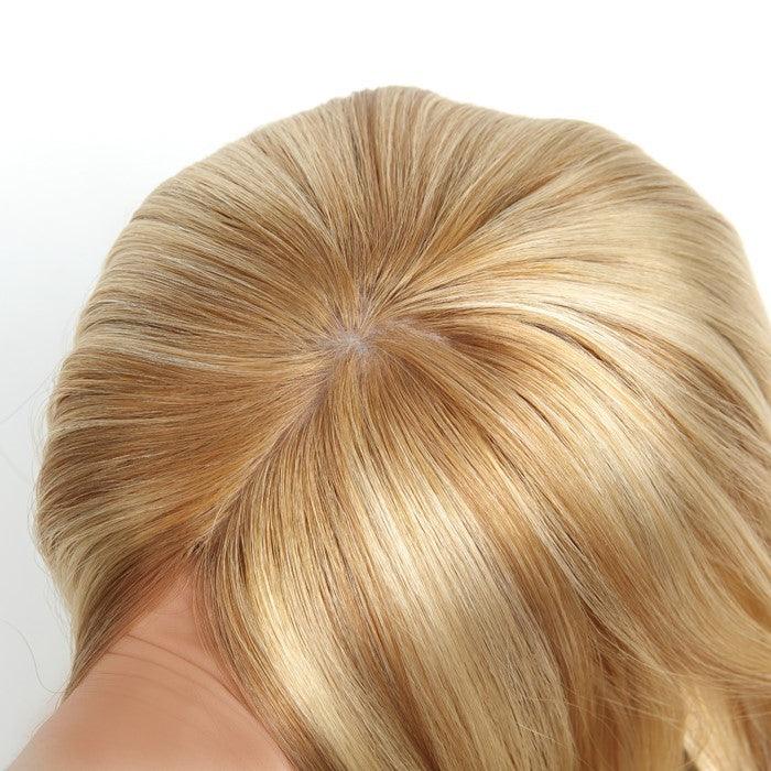 Stock European #2A Straight Double Drawn Human Hair Topper 16" Silketopp 130 % tetthet