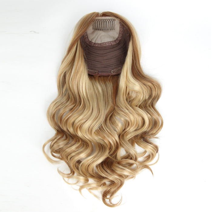 Stock European Blonde Ombre with HL Bouncy Curl Double Drawn Silk Top Topper