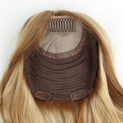 Stock European #2A Straight Double Drawn Human Hair Topper 16" Silketopp 130 % tetthet