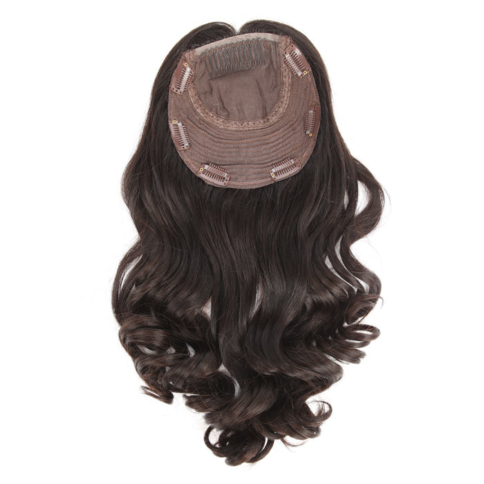 Stock European Natural Color Beach Wave Human Hair Topper