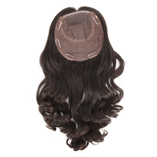 Stock European #2A Straight Double Drawn Human Hair Topper 16" Silketopp 130 % tetthet