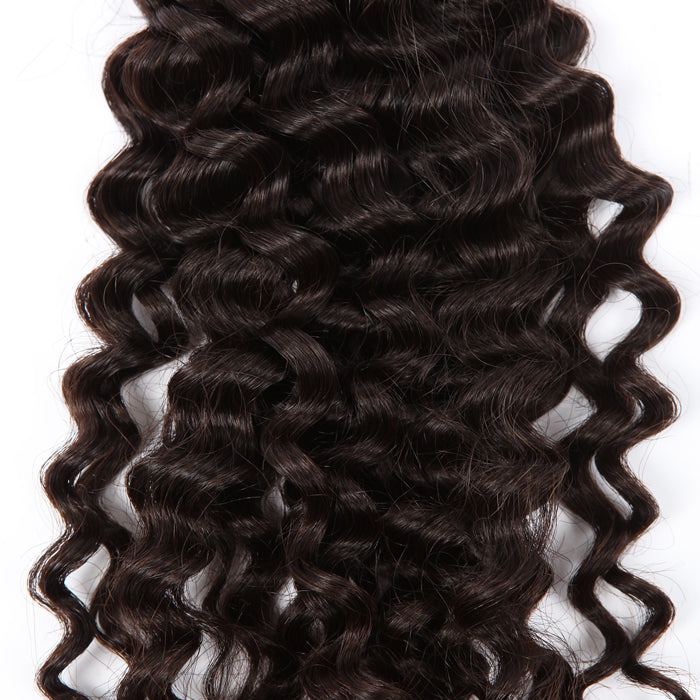 Stock Brazilian Natural Color Curly 15mm Hand-Tied Human Hair Wefts