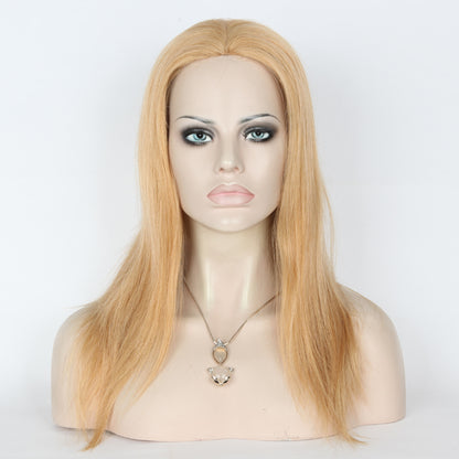 Stock Glueless European Blonde Evenly blended Straight Human Hair Wig